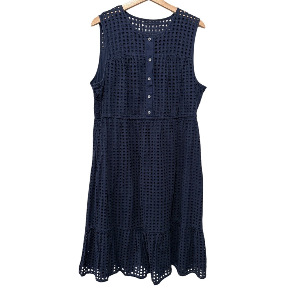 J. Crew Factory Navy Eyelet Midi Dress